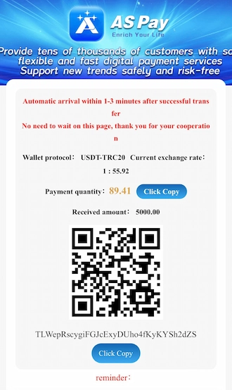 Step 2: proceed to open your USDT virtual wallet to transfer money using this QR code.